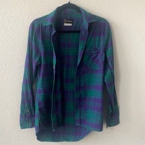 Original Use - Purple / Green Button Up Long Sleeve Flannel - Size Xtra Small
